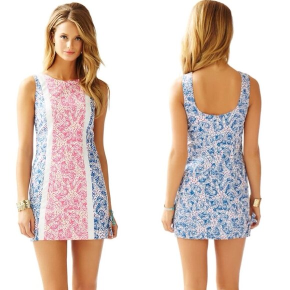 Lilly Pulitzer Delia Indigo Star Crush Print Vintage Dobby Shift Dress 2 - Picture 1 of 6